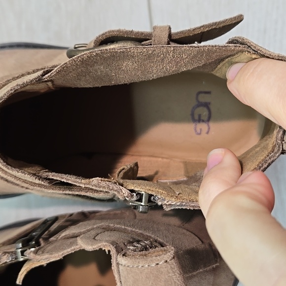 NWOB UGG Wymla Ankle Distressed Leather Buckle Detail Moto Boho Shoes Sz 8 - Picture 8 of 13